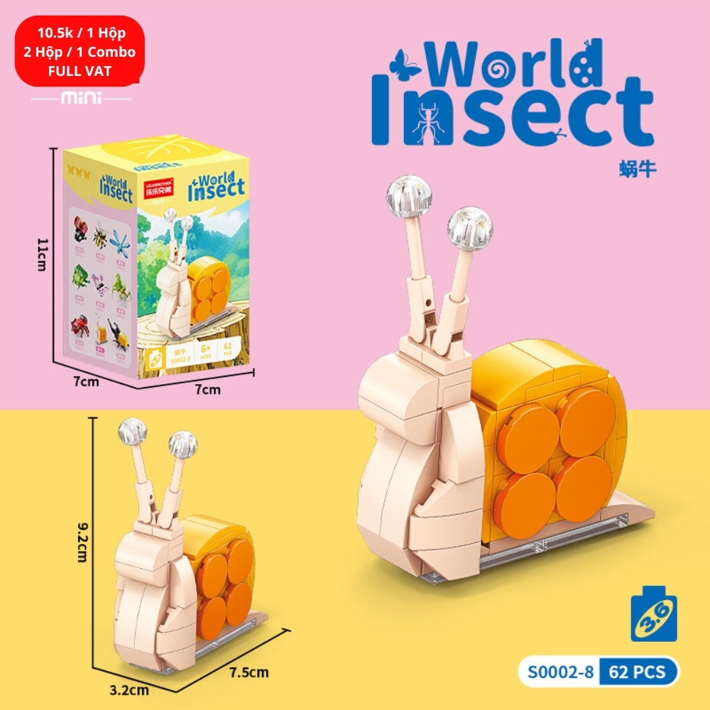 Combo 2 bộ đồ chơi lắp ghép thế giới côn trùng 62pcs. SKU: LG-S0002-8 ( VAT 001-C2-11 ) K122-T2-S8