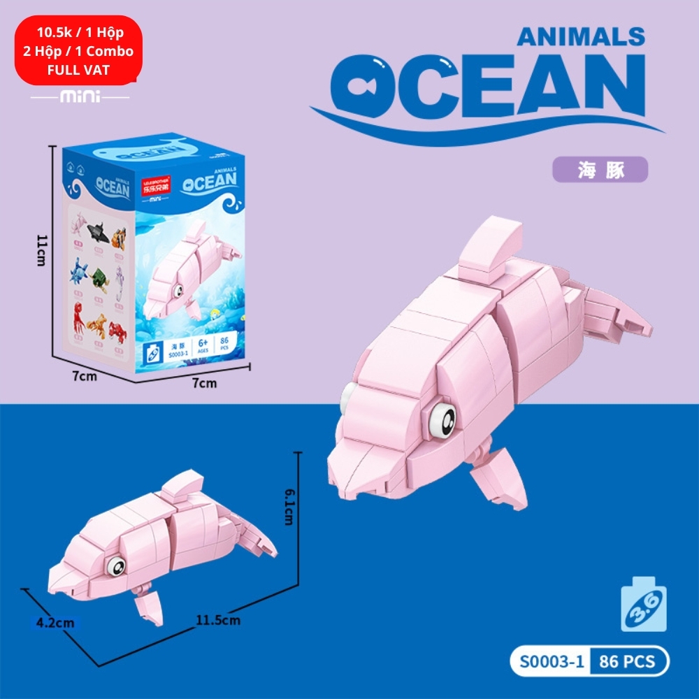Combo 2 bộ đồ chơi lắp ghép động vật dưới nước 86pcs. SKU: LG-S0003-1 ( VAT 001-C2-11 ) K121-T2-S1