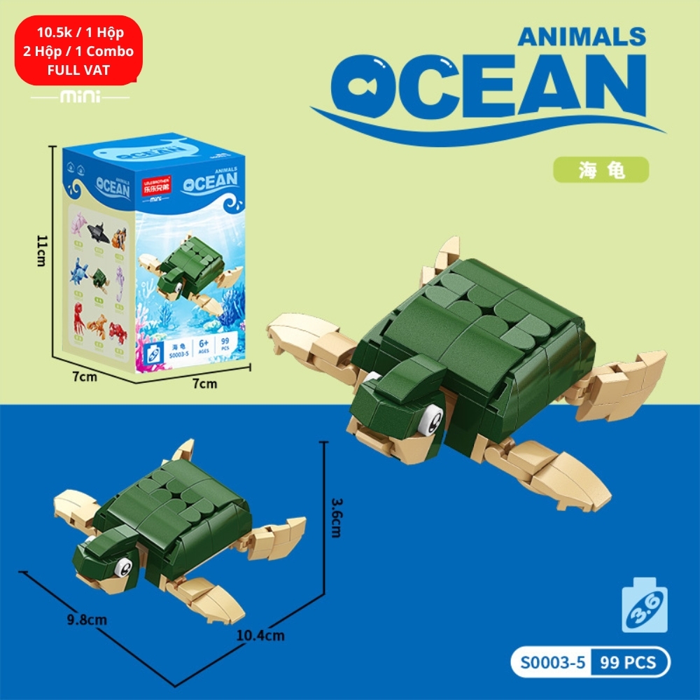 Combo 2 bộ đồ chơi lắp ghép động vật dưới nước 99pcs . SKU: LG-S0003-5 ( VAT 001-C2-11 ) K121-T2-S5