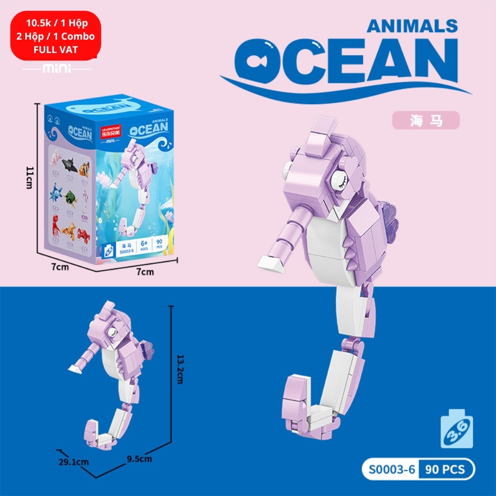 Combo 2 bộ đồ chơi lắp ghép động vật dưới nước 90pcs. SKU: LG-S0003-6 ( VAT 001-C2-11 ) K121-T2-S6