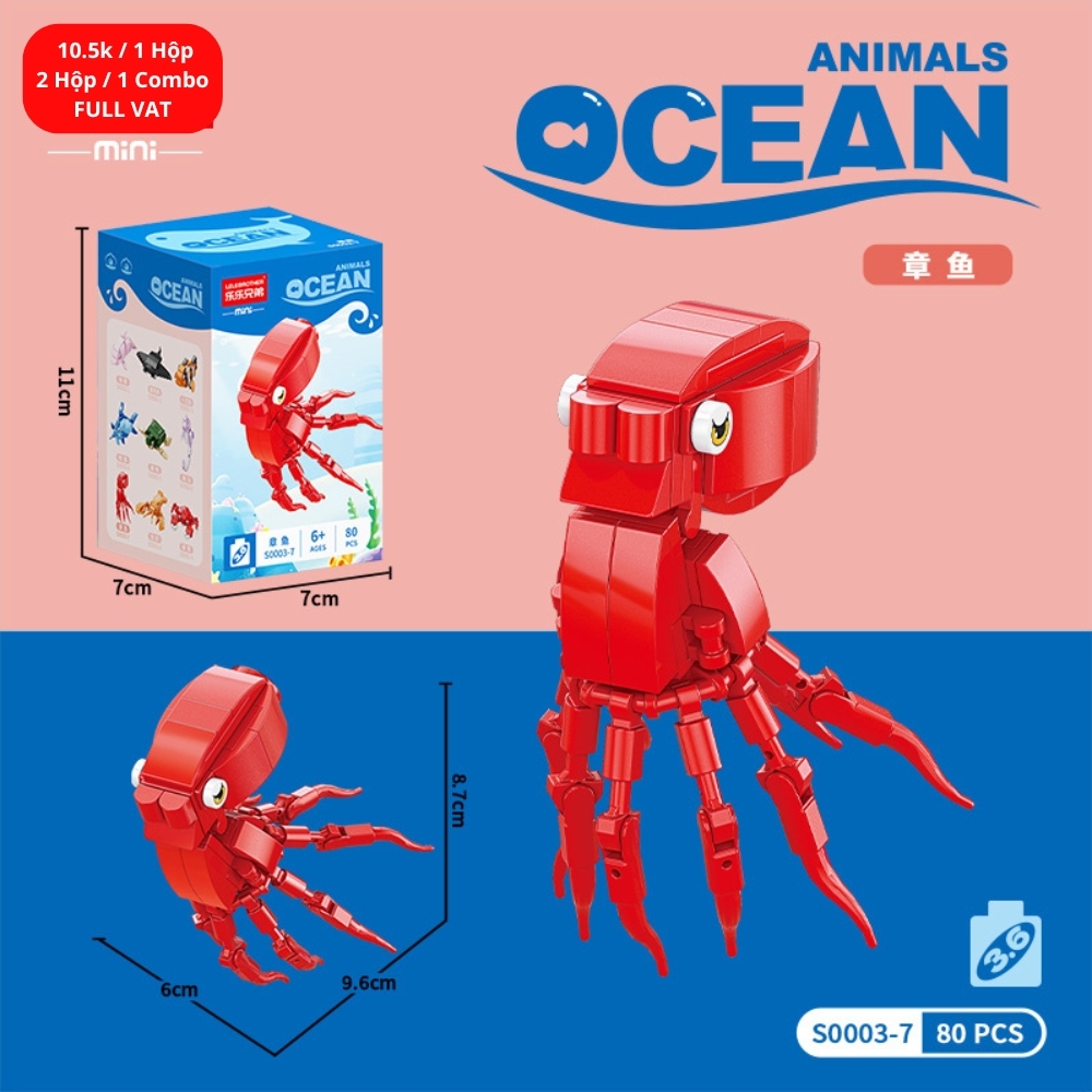 Combo 2 bộ đồ chơi lắp ghép động vật dưới nước 80pcs. SKU: LG-S0003-7 ( VAT 001-C2-11 ) K121-T2-S7
