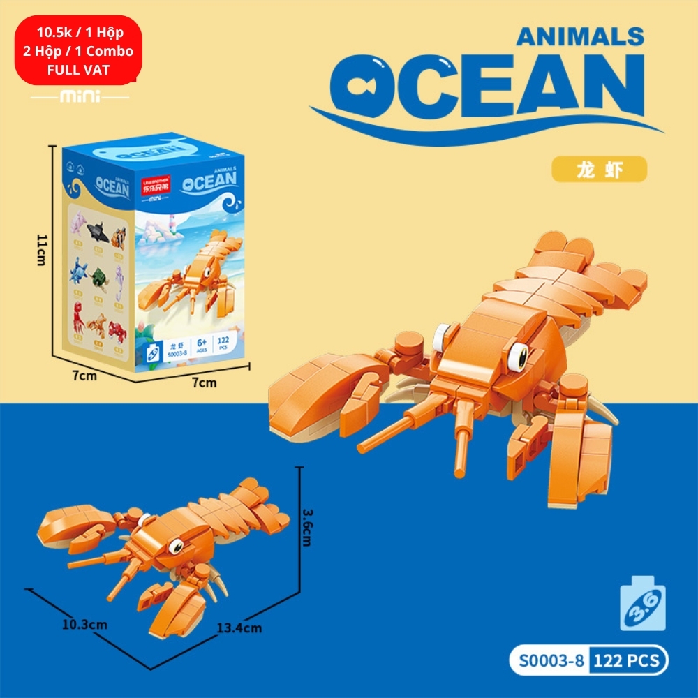 Combo 2 bộ đồ chơi lắp ghép động vật dưới nước 122pcs. SKU: LG-S0003-8 ( VAT 001-C2-11 ) K121-T2-S8