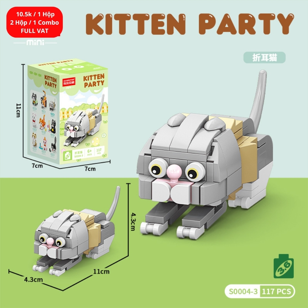 Combo 2 bộ đồ chơi lắp ghép mèo con 117pcs. SKU: LG-S0004-3 ( VAT 001-C2-11 ) K114-T2-S3