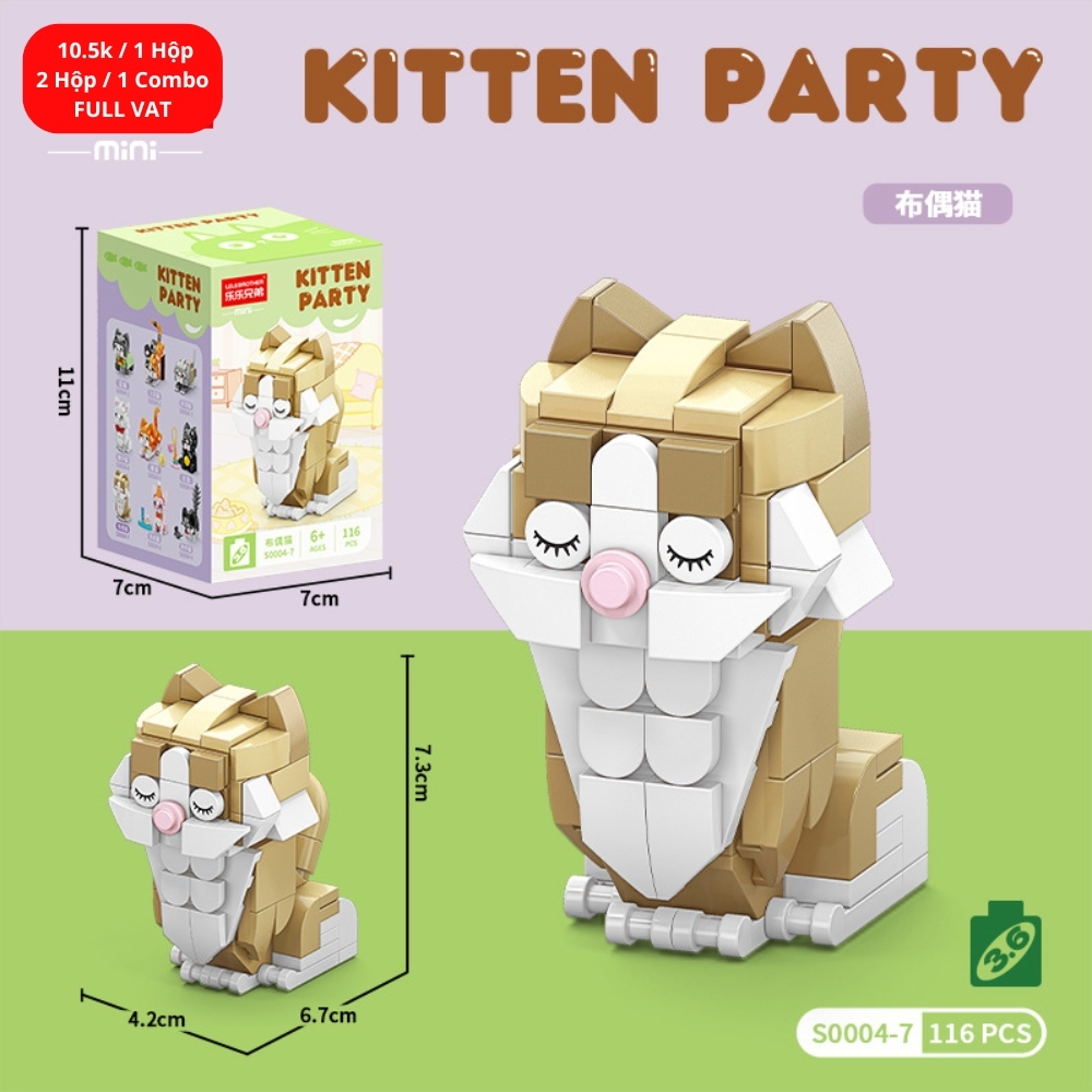 Combo 2 bộ đồ chơi lắp ghép mèo con 116pcs. SKU: LG-S0004-7 ( VAT 001-C2-11 ) K114-T2-S7