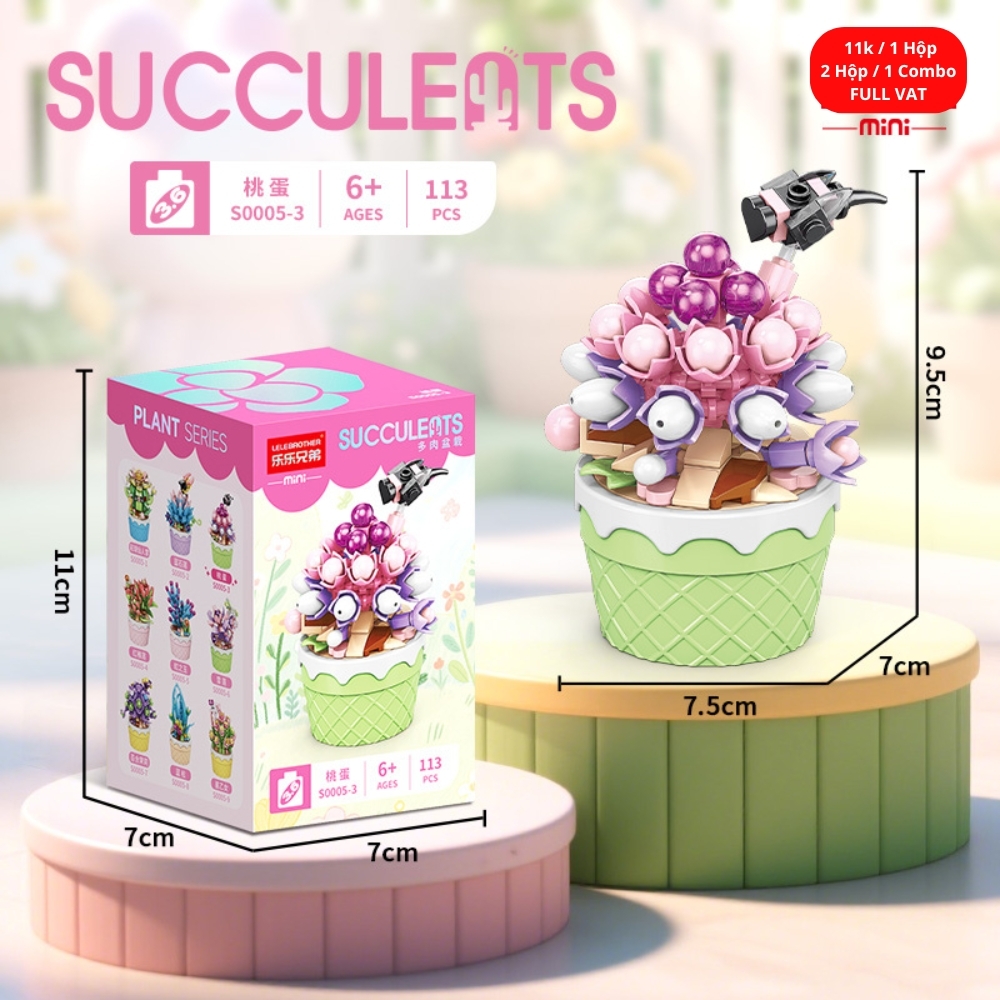 Combo 2 bộ lắp ghép cây Sương rồng 113pcs. SKU: LG-S0005-3 ( VAT 001-C2-11 ) - K120-T2-S3