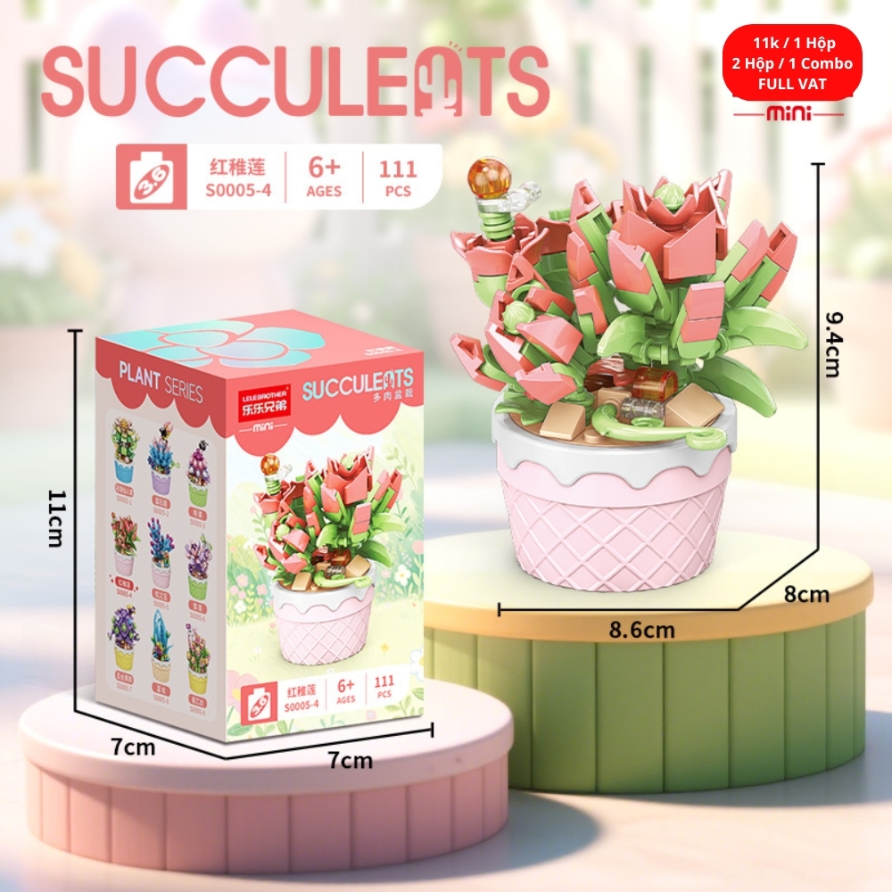 Combo 2 bộ lắp ghép cây Sương rồng 111pcs. SKU: LG-S0005-4 ( VAT 001-C2-11 ) - K120-T2-S4