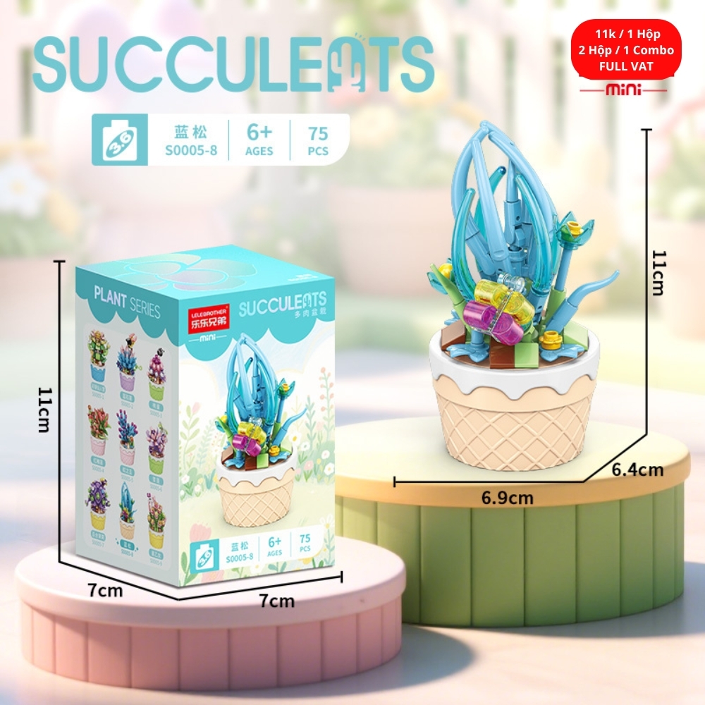 Combo 2 bộ lắp ghép cây Sương rồng 75pcs. SKU: LG-S0005-8 ( VAT 001-C2-11 ) - K120-T2-S8