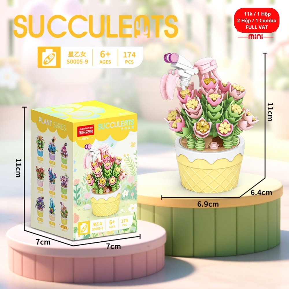 Combo 2 bộ lắp ghép cây Sương rồng 174pcs. SKU: LG-S0005-9 ( VAT 001-C2-11 ) - K120-T2-S9