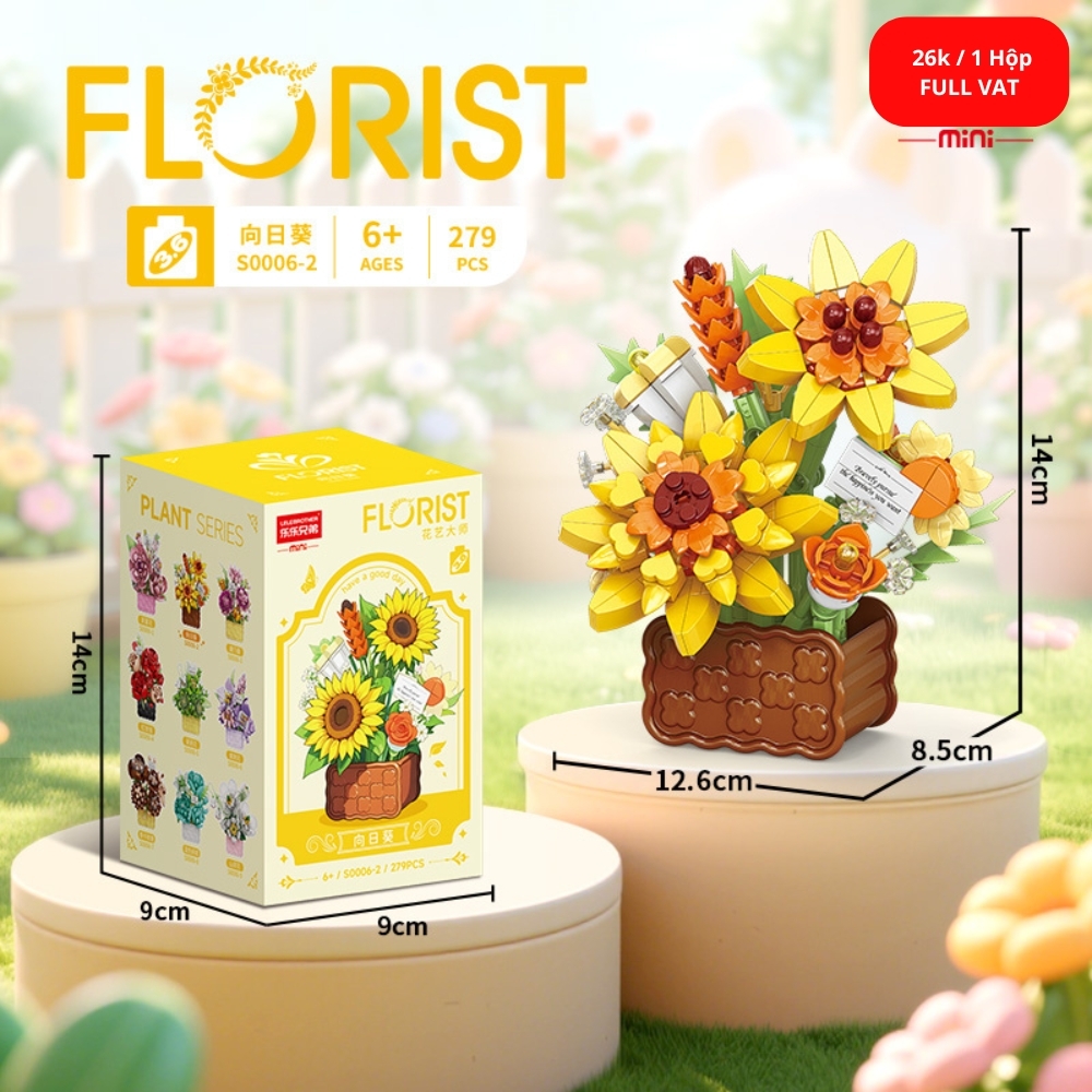 Bộ đồ chơi lắp ghép chậu hoa 279pcs. SKU: LG-S0006-2 ( VAT 001-06-11 ) K108-T2-S4
