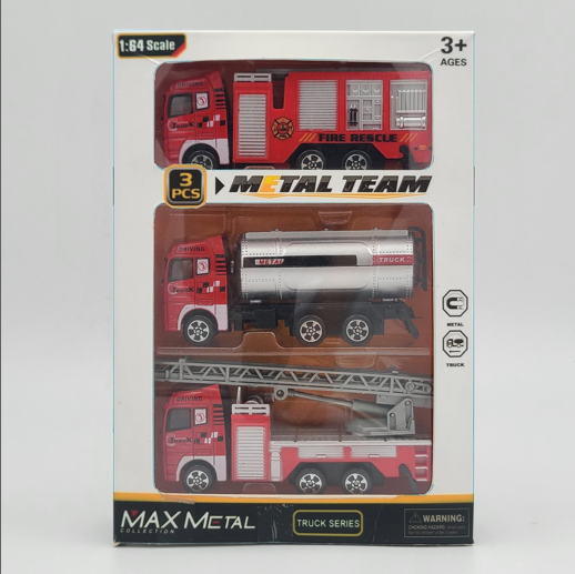 Mô Hình 3 Oto Cứu Hoả hợp kim , tỉ lệ 1:64 - Dài 12cm - rộng 3.5cm - cao 5cm- SKU : oto-CF17-F4 - ( Vat : 003-03-50 )