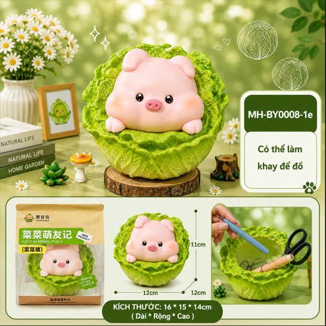 Mô Hình Các Con Vật Cosplay Rau Cải Bắp Size Nhỏ KT 12*12*11 - SKU : MH-BY0008-1 - (VAT: MH002)