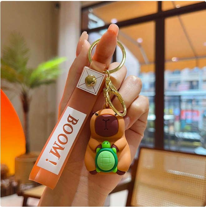 Móc capy ôm rùa - dây dài 11cm mô hình cao 6cm - nặng : 50gram - SKU: moc214 - (Vat: MK001) -  K75-T6-S8