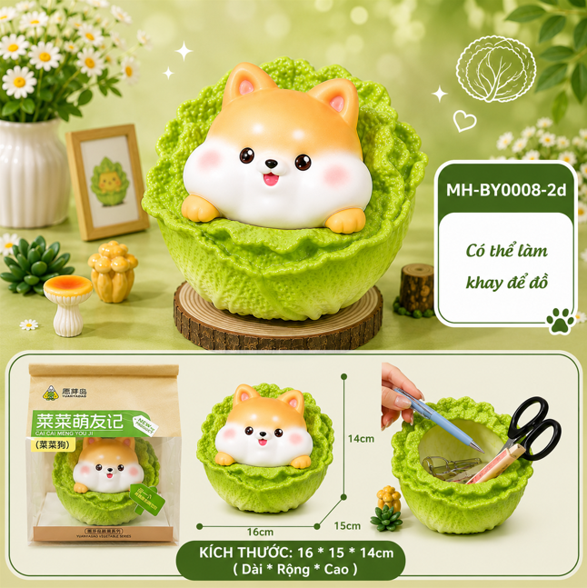 Mô Hình Các Con Vật Cosplay Rau Cải Bắp Nhỡ KT 16*15*14cm - SKU : MH-BY0008-2 - (VAT: MH003)