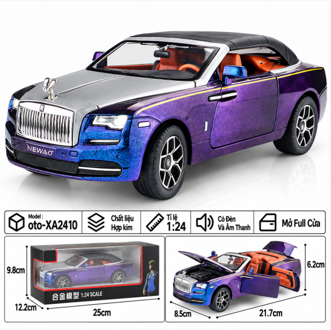 Xe thể thao tỉ lệ 1:24 - chất liệu bằng hợp kim - Có đèn và âm thanh Tính năng mở full cửa - SKU : oto-XA2410 ( VAT : 103-01-190 )