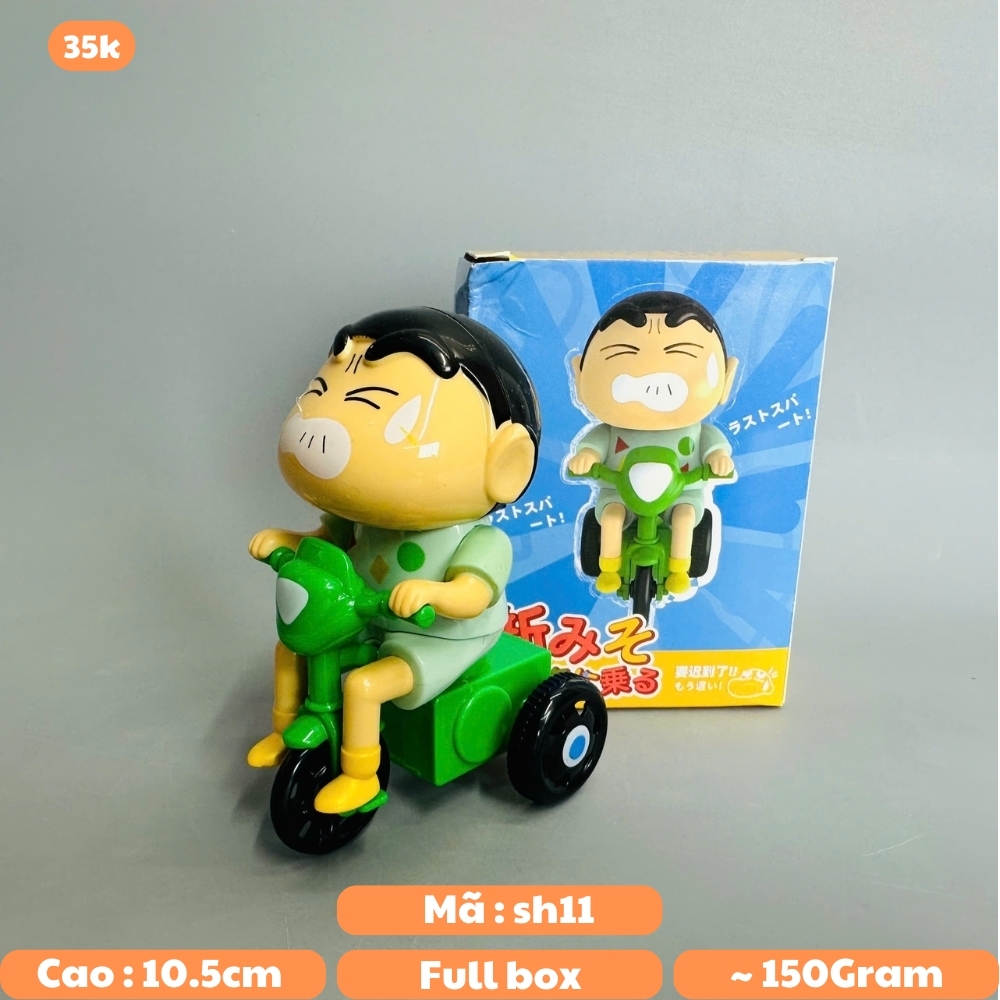 mô hình shin lái xe áo xanh dây cót - cao : 10.5cm - figure shin - hộp màu