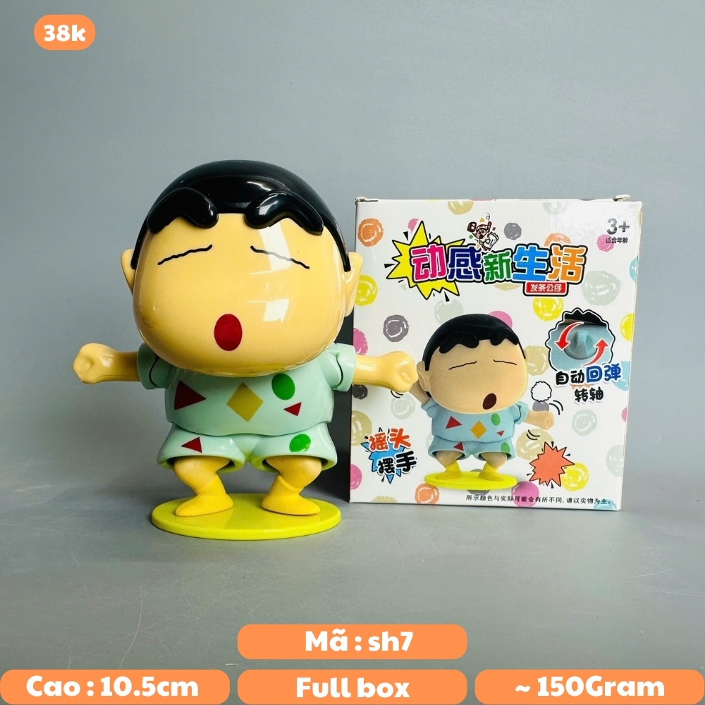 mô hình shin bút chì áo xanh nhạt lắc mông - cao : 10cm - figure shin - hộp màu -K75-T4-S10