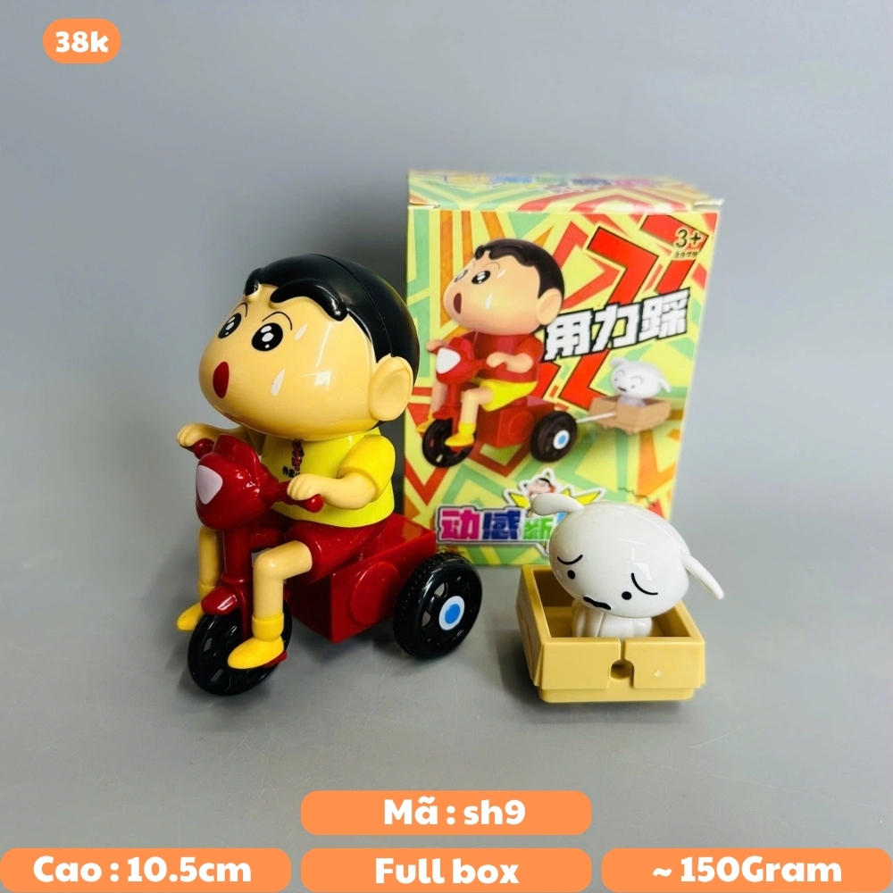 mô hình shin đèo cún áo vàng dây cót - cao : 10.5cm - figure shin - hộp màu