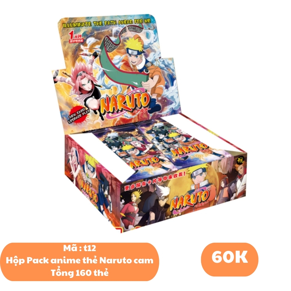 Pack anime thẻ Naruto cam ( 32 Pack 1 hộp - 1 Pack có 5 thẻ ) - dài 14 - cao 13cm - Hộp màu - N3-K19-T2-S4