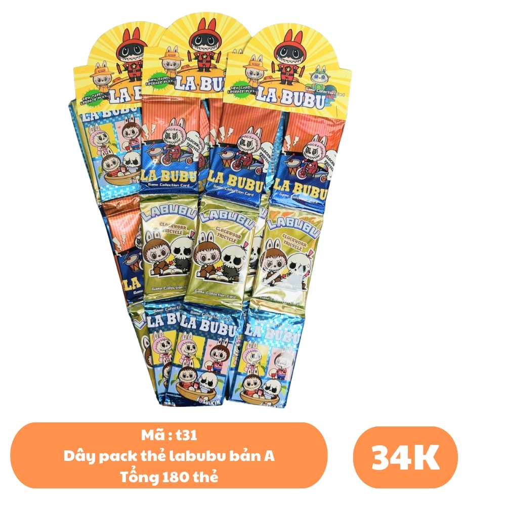 Dây pack thẻ labubu bản A - 1 túi có 3 dây - 1 dây có 12 pack - 1 pack có 5 thẻ - N3-K20-T2-S3