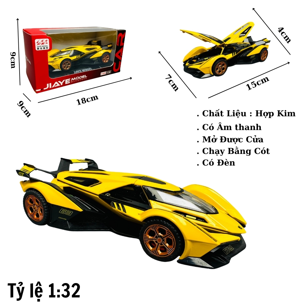 Mô Hình Xe đua F1 vàng 1:32 Hợp kim - Có tiếng - đèn pha sáng - Dài 15cm - rộng 7cm - cao 4cm - nặng ~ 500gram - FULL BOX : box màu SKU : oto220 - (VAT: 003-01-100) - K70-T4-S10