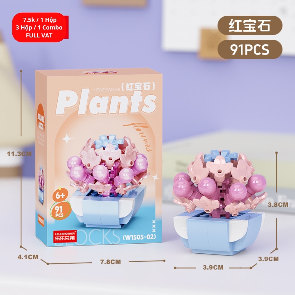 Combo 3 hộp lắp ghép cây hoa 91pcs. SKU: LG-W1505-02 ( VAT 001-C3-11 ) K115-T3-S2