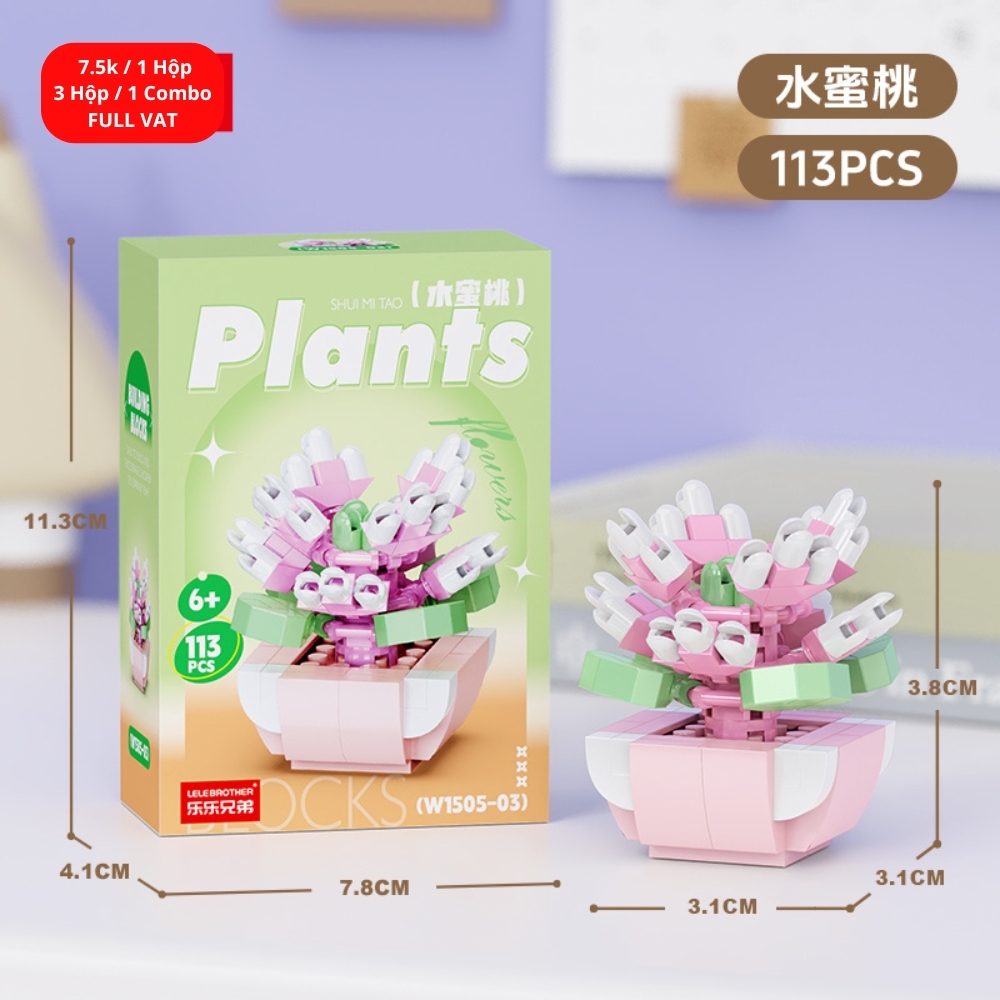 Combo 3 hộp lắp ghép cây hoa 113pcs. SKU: LG-W1505-03 ( VAT 001-C3-11 ) K115-T3-S3