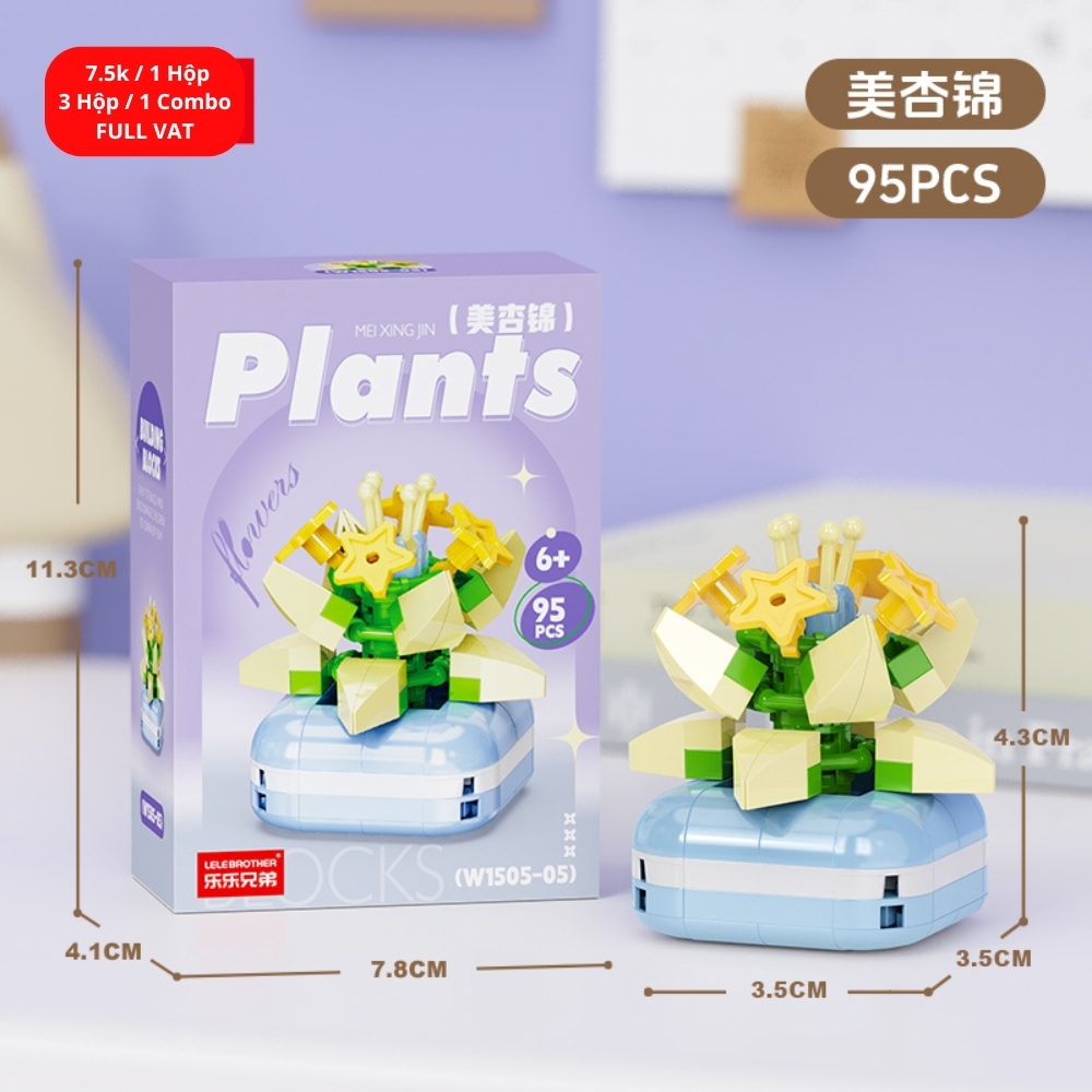 Combo 3 hộp lắp ghép cây hoa 95pcs. SKU: LG-W1505-05 ( VAT 001-C3-11 ) K115-T3-S5