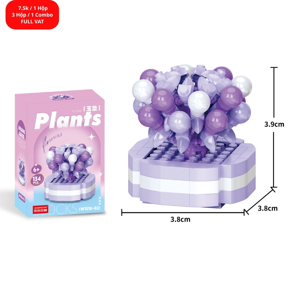 Combo 3 hộp lắp ghép chậu hoa 134pcs. SKU: LG-W1518-02 ( VAT 001-C3-11 ) - K110-T2-S2