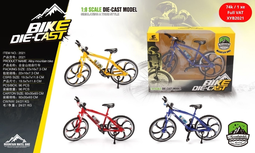 Mô Hình xe đạp địa hình 1:8 Hợp kim - Dài 19.5cm - rộng 6cm - cao 11.5cm - nặng ~ 500gram - FULL BOX : box màu SKU : XYB2021 - (VAT: 003-04-40)