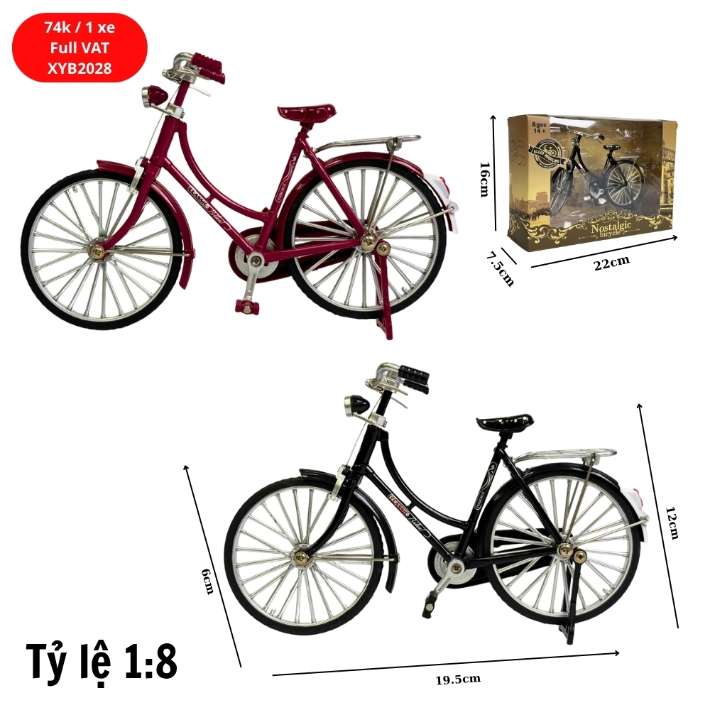 Mô Hình xe đạp cổ tỉ lệ 1:8 - Dài 19.5cm - rộng 5cm - cao 12cm - nặng : 200gram - FULL BOX . SKU : XYB2028 - (VAT: 003-04-40)
