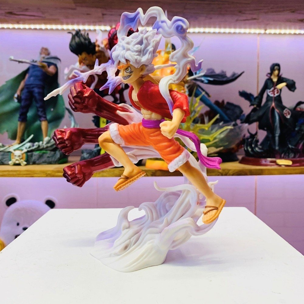 Mô hình đồ chơi - Luffy Gear 5 Nika đỏ bản có vũ khí cầm tay haki 3 đấm siêu đẹp cao 17 cm - OnePiece  - bọc túi OPP - có hộp màu - N4-K5