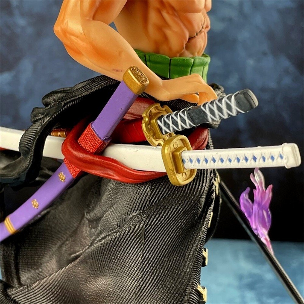 Mô Hình OnePiece Zoro dáng đứng siêu ngầu , base hiệu ứng đẹp - Bản cao cấp -  cao 32cm - nặng 1600gram - Figure OnePiece - Có Hộp màu - N1-K36-T5-S3