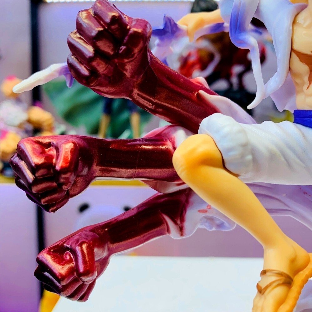 Mô hình đồ chơi - Luffy Gear 5 Nika trắng bản có vũ khí cầm tay haki 3 đấm siêu đẹp cao 17 cm - OnePiece  - box nhựa , có hộp màu - N4-K5