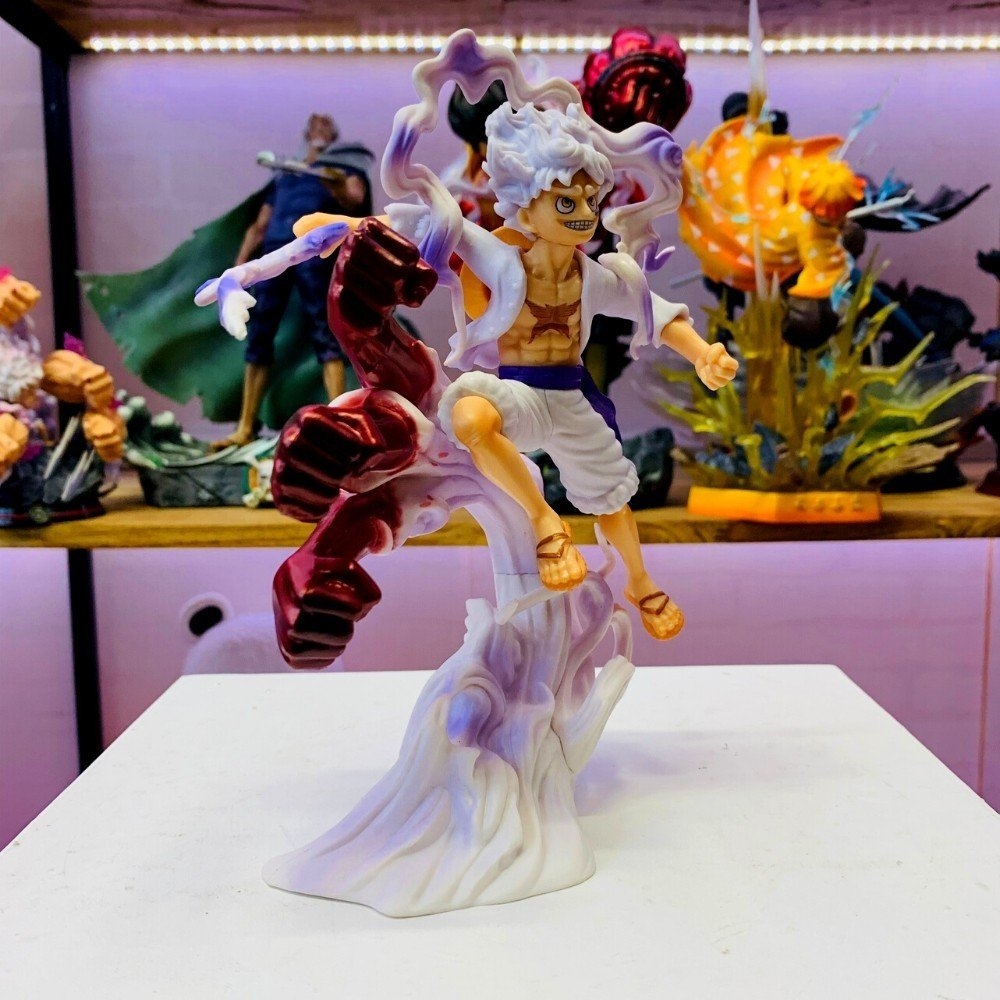 Mô hình đồ chơi - Luffy Gear 5 Nika trắng bản có vũ khí cầm tay haki 3 đấm siêu đẹp cao 17 cm - OnePiece  - box nhựa , có hộp màu - N4-K5