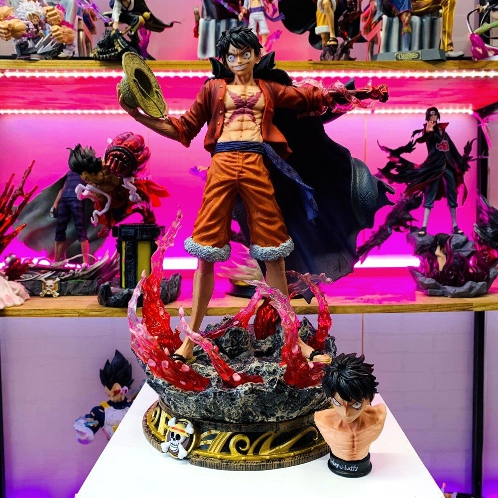 Hàng loại 1 - Mô Hình OnePiece Luffy nika gear 2 dáng đứng siêu ngầu 2 đầu thay thế có led usb ( ko có dây sạc ) cao 40cm nặng 2500g , Figure OnePiece - có vỏ hộp màu - N3-T5