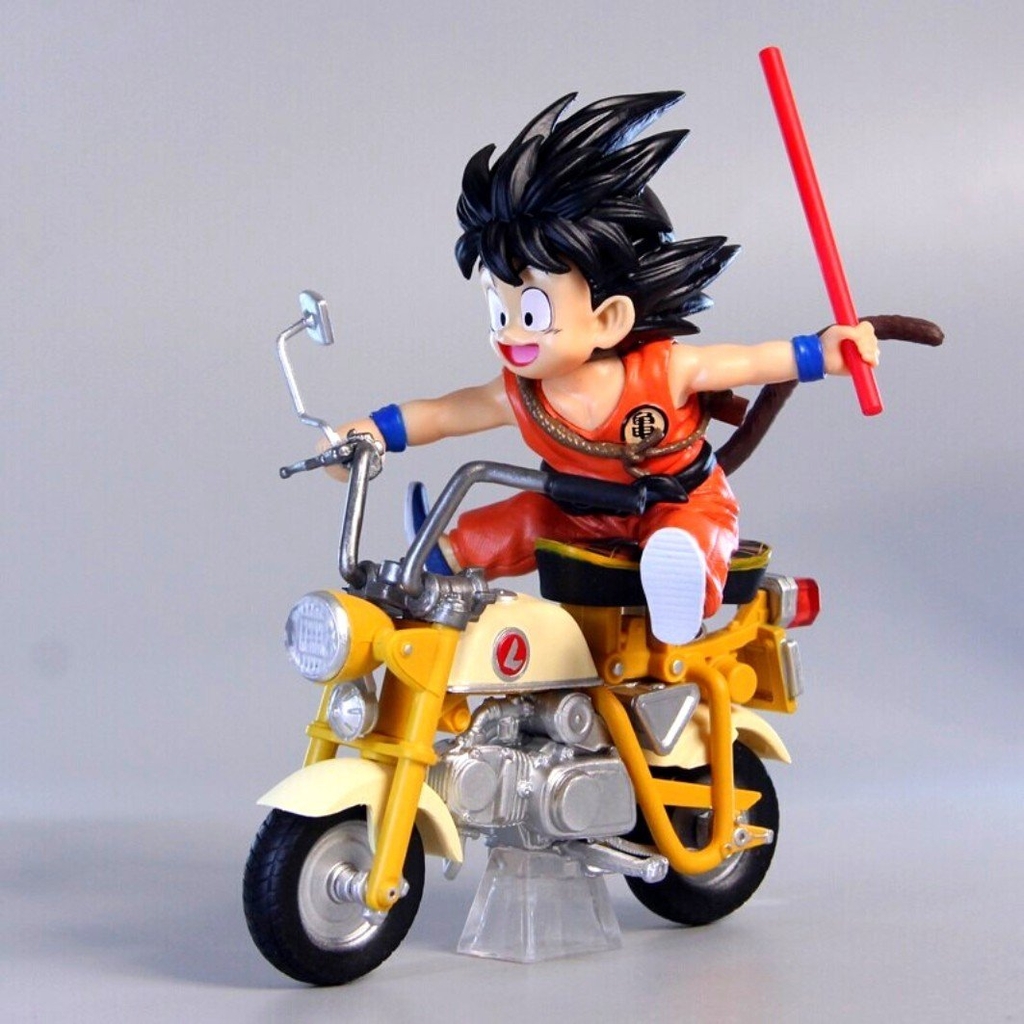 Mô Hình DragonBall Songoku lái xe máy cao 14cm rộng 13cm nặng 250g , Figure DragonBall - Có Hộp màu