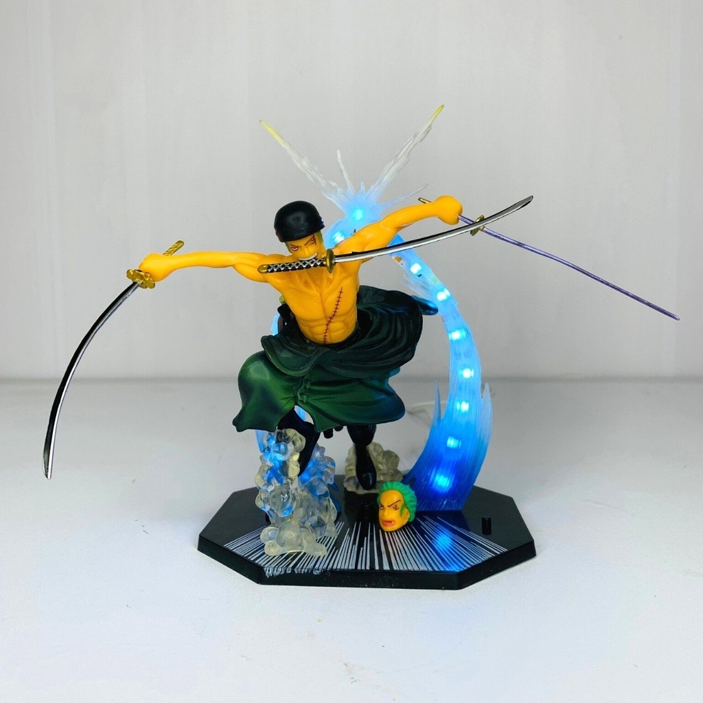 Mô hình OnePiece Zoro có 2 đầu  đế không có chữ có led USB - Bộ FZ - One Piece - No Box - N2