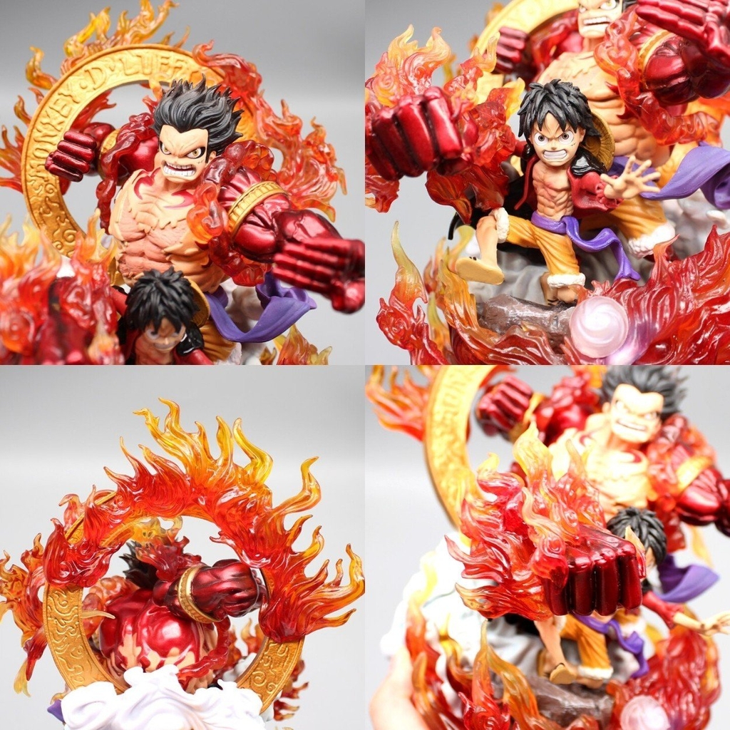 Hàng Cao Cấp -Mô Hình OnePiece Mô Hình Luffy Gear 3 Red rock kết hợp Gear 4 - Cao 23cm - nặng 1kg + 2 đầu thay thế - One Piece - no box - N1-K30-T4-S1
