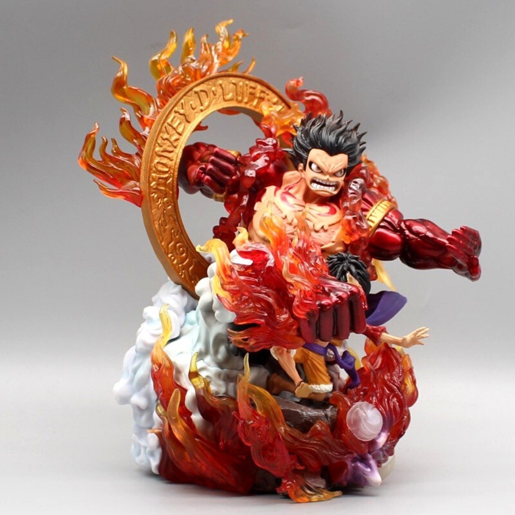 Hàng Cao Cấp -Mô Hình OnePiece Mô Hình Luffy Gear 3 Red rock kết hợp Gear 4 - Cao 23cm - nặng 1kg + 2 đầu thay thế - One Piece - no box - N1-K30-T4-S1