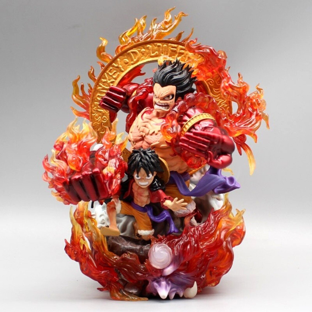 Hàng Cao Cấp -Mô Hình OnePiece Mô Hình Luffy Gear 3 Red rock kết hợp Gear 4 - Cao 23cm - nặng 1kg + 2 đầu thay thế - One Piece - no box - N1-K30-T4-S1