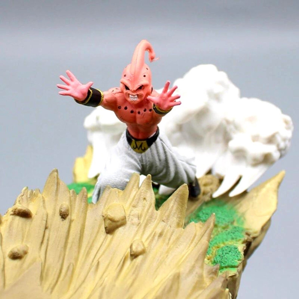 Mô Hình DragonBall Goku Đại chiến  Majin buu + có led ở cầu - Cao 21cm - rộng 26cm , nặng 700gram - Figure DragonBall - Có Hộp màu N1-K28-T5-S1