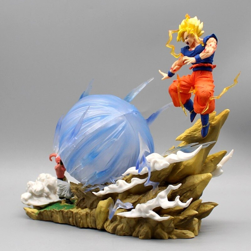 Mô Hình DragonBall Goku Đại chiến  Majin buu + có led ở cầu - Cao 21cm - rộng 26cm , nặng 700gram - Figure DragonBall - Có Hộp màu N1-K28-T5-S1