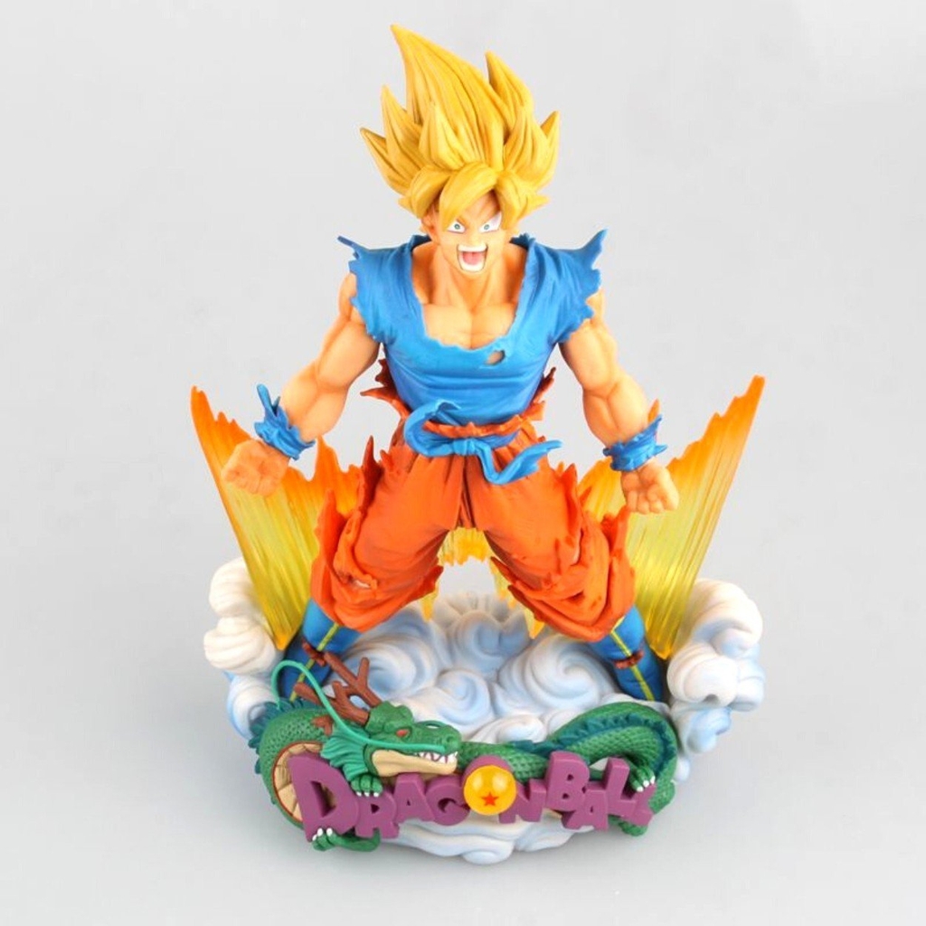 Mô Hình DragonBall Goku trạng thái super saiyan đứng trên đế mây - Cao 23cm - nặng 550gram + bọc túi OPP + có BOX - Figure DragonBall - Có Hộp màu - N4-K2-BL3