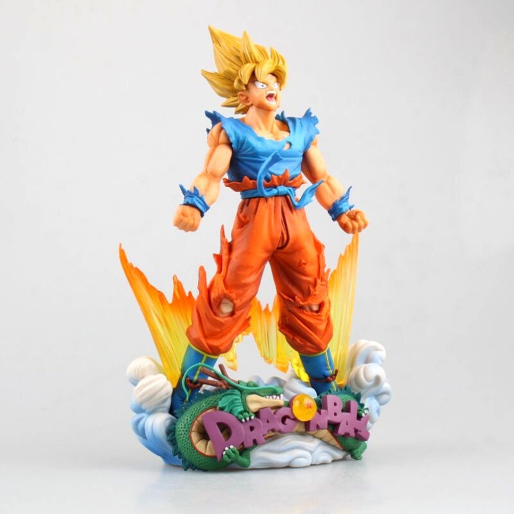 Mô Hình DragonBall Goku trạng thái super saiyan đứng trên đế mây - Cao 23cm - nặng 550gram + bọc túi OPP + có BOX - Figure DragonBall - Có Hộp màu - N4-K2-BL3