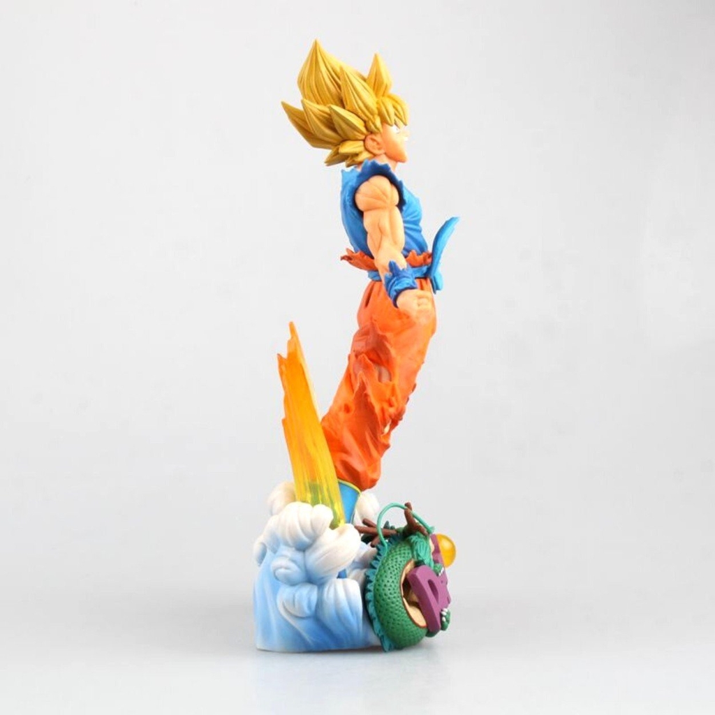 Mô Hình DragonBall Goku trạng thái super saiyan đứng trên đế mây - Cao 23cm - nặng 550gram + bọc túi OPP + có BOX - Figure DragonBall - Có Hộp màu - N4-K2-BL3