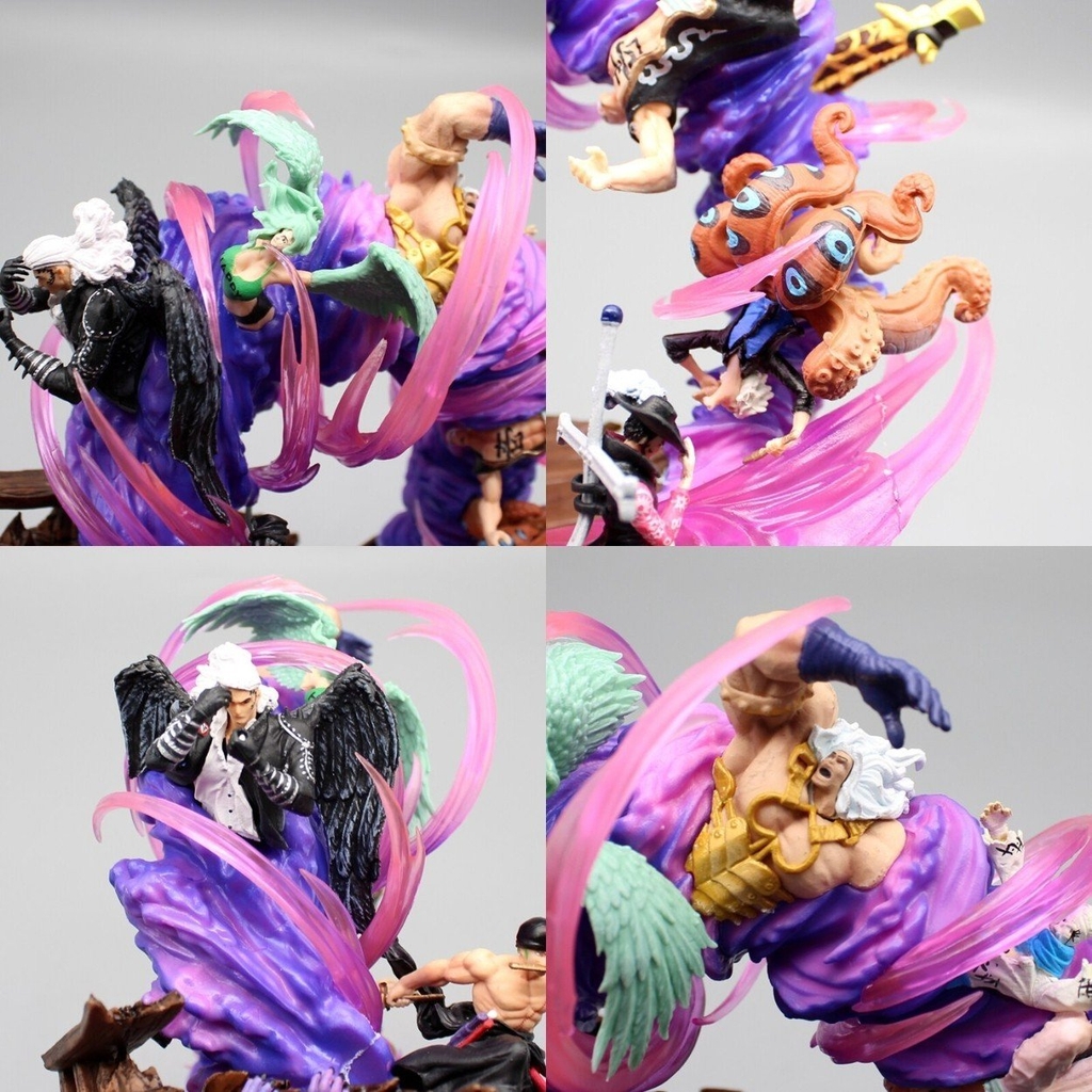 Mô Hình OnePiece Zoro và những bại tướng - Cao 23cm - nặng 1kg7 - FULL BOX - phụ kiện có 2 đầu + 4 kiếm , Figure OnePiece - có vỏ hộp màu - N1-K38-T4-S7