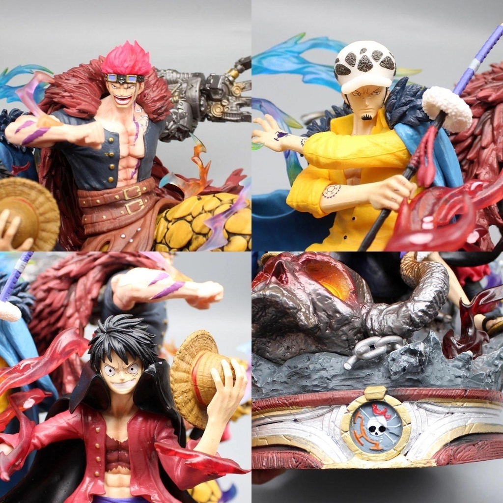 Mô Hình OnePieceBộ ba siêu tân tinh Luffy , LAW , Kid đại chiến pháo đài kaido - Cao 20cm - nặng 1kg , Figure OnePiece - box bìa - N1-K38-T3-S11