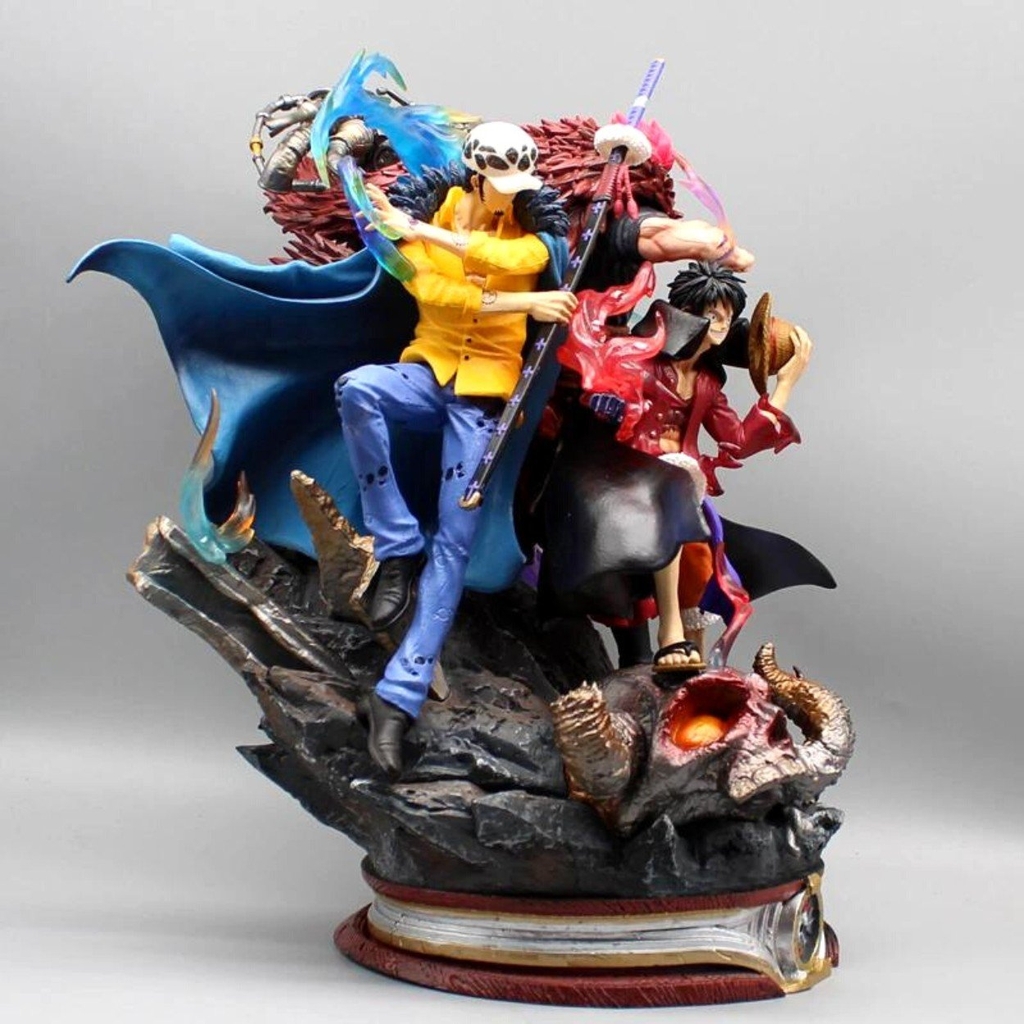 Mô Hình OnePieceBộ ba siêu tân tinh Luffy , LAW , Kid đại chiến pháo đài kaido - Cao 20cm - nặng 1kg , Figure OnePiece - box bìa - N1-K38-T3-S11