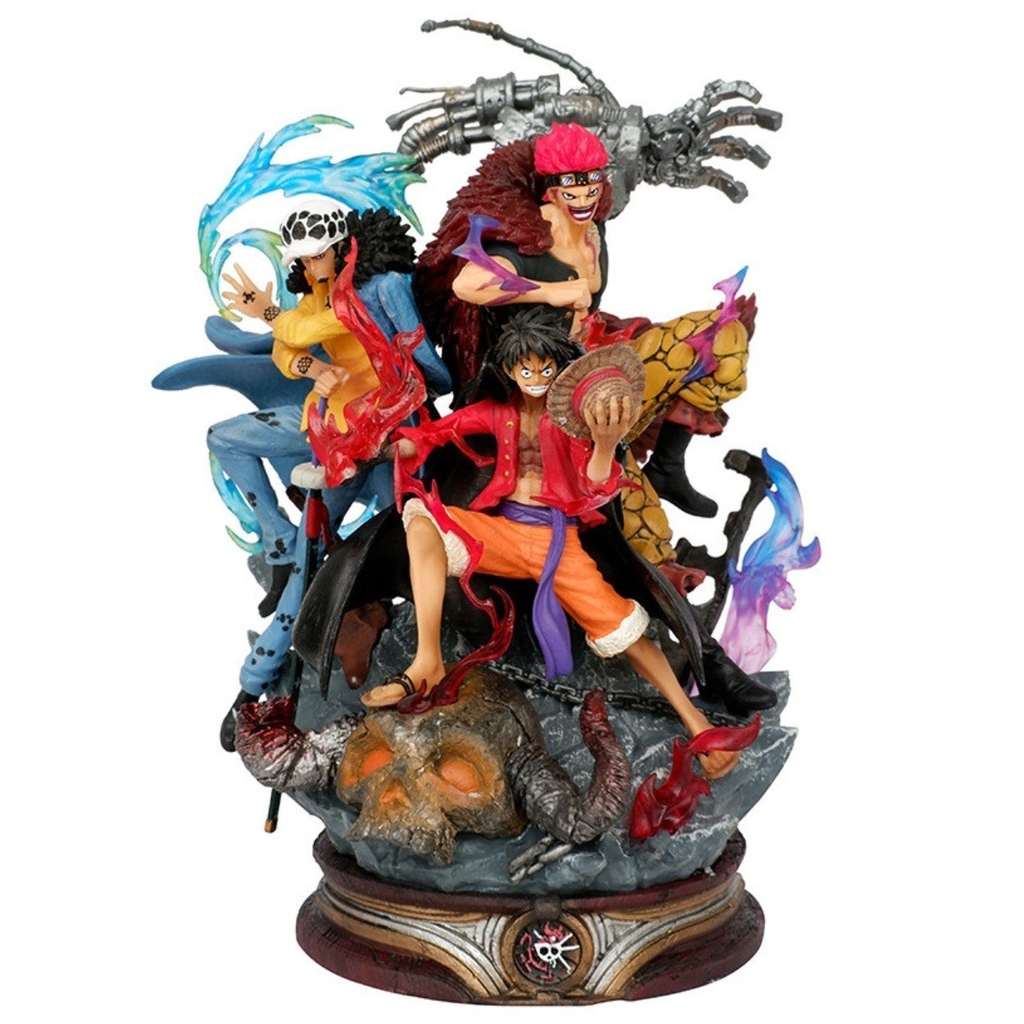 Mô Hình OnePieceBộ ba siêu tân tinh Luffy , LAW , Kid đại chiến pháo đài kaido - Cao 20cm - nặng 1kg , Figure OnePiece - box bìa - K15-T4-S4