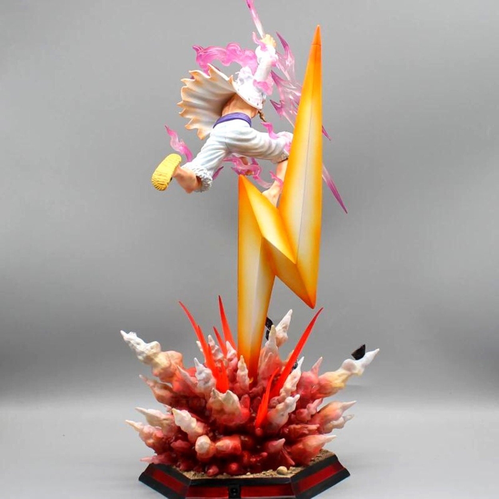 Mô Hình OnePiece Luffy nika gear 5 nika trắng trạng thái chiến đấu tay cầm vũ khí Cao 46cm - rộng 20 - nặng 1kg9 + FULL BOX + Phụ kiện Tia sét + LED + Ổ nguồn led , Figure OnePiece - có vỏ hộp màu - N1-K31-T5-S2